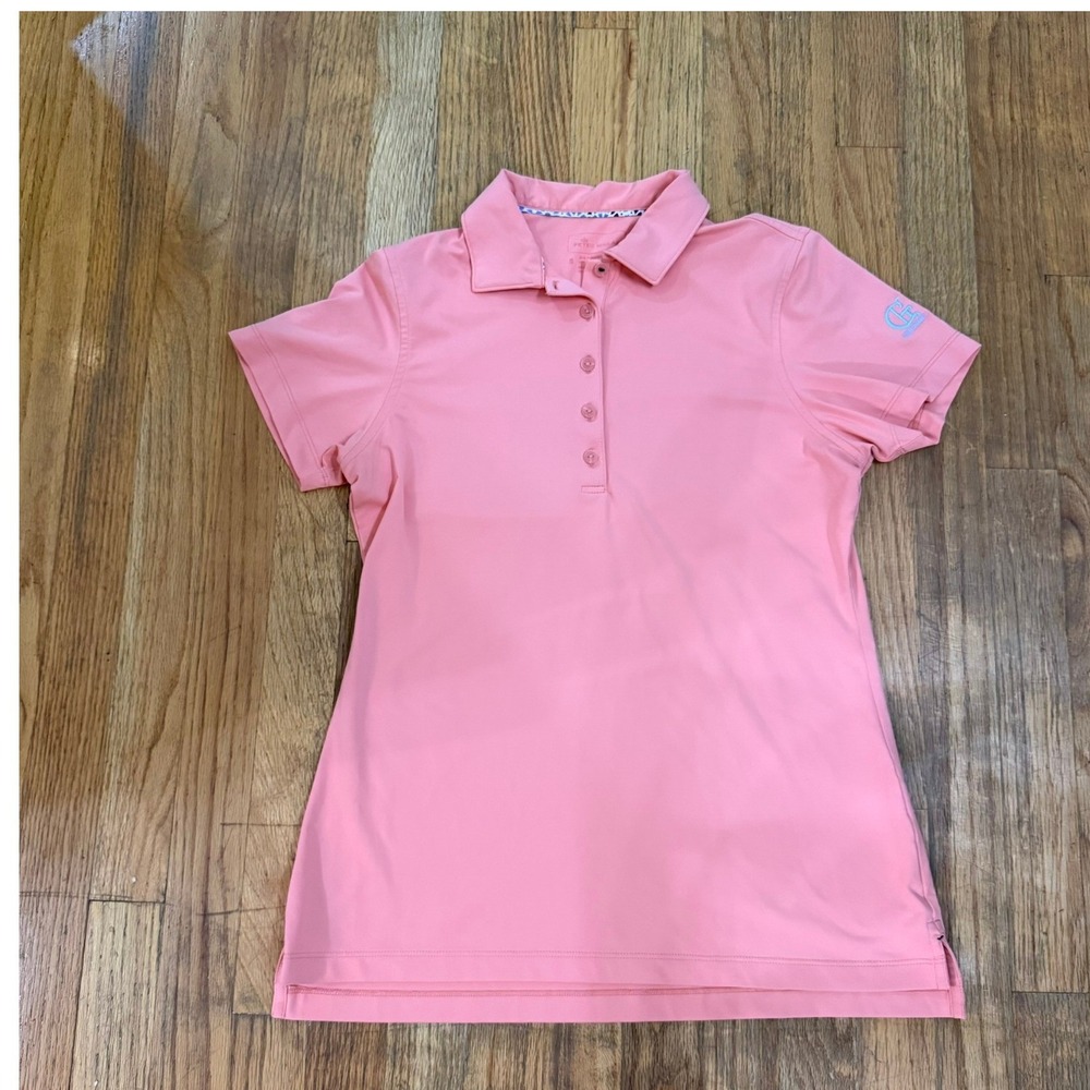 Peter Millar Womens Small Pink Performance Golf Polo Shirt The Greenbrier Logo